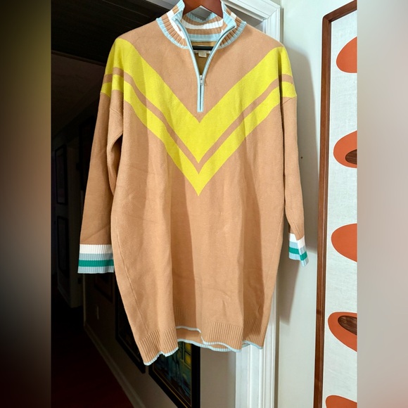 Maeve Varsity Half-Zip Tunic Mini Dress from Anthologie size large - Picture 4 of 6